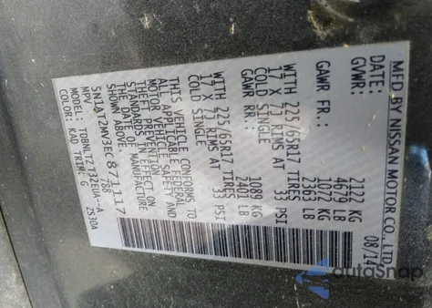 2014 Nissan Rogue Sv z USA, uszkodzony, nr VIN 5N1AT2MV3EC871117